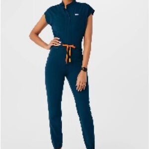Figs DEEP BLUE LIMITED EDITION Jumpsuit with Orange Tie